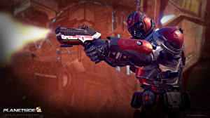 Hintergrundbilder PlanetSide 2 Krieger Pistole Helm Rüstung Schuss Spiele