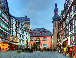 桌面壁纸，，德国，天空，科赫姆，高动态光照渲染，城市