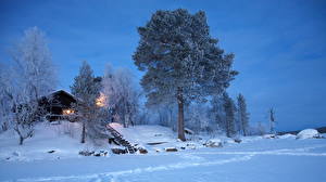 デスクトップの壁紙、、季節、冬、フィンランド、雪、、自然