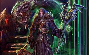 Fonds d'écran Magie Guerrier Dragons Bâton Armure Fantasy