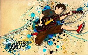 Papel de Parede Desktop Desenho vetorial Guitarra Cara Anime