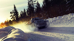 Bakgrundsbilder på skrivbordet World of Tanks Stridsvagn Snö Datorspel