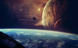 Papel de Parede Desktop Planeta Superfície do planeta Fantasia Espaço