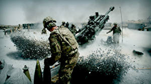 Wallpaper Cannon Soldier Stones Firing Army