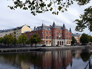 Bakgrundsbilder på skrivbordet Sverige Floder  stad