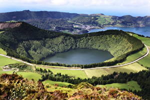 Bakgrundsbilder på skrivbordet Berg Portugal Azores San Miguel Natur