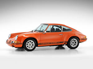 Bakgrundsbilder på skrivbordet Porsche Orange 1970 Porsche 911 2.3 ST Coupe automobil
