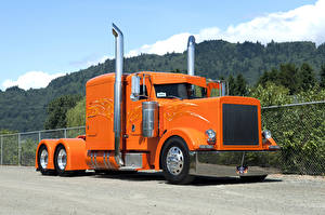 Bilder Peterbilt Lastkraftwagen Orange Autos