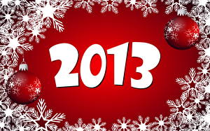 Fonds d'écran Jour fériés Nouvel An 2013 Flocon de neige Boules Rouge