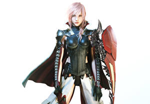 Bakgrundsbilder på skrivbordet Final Fantasy Final Fantasy XIII Krigare Rustning spel Unga_kvinnor