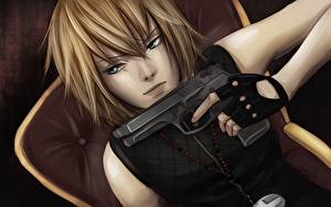Papel de Parede Desktop Pistola Homem jovem Ver Anime