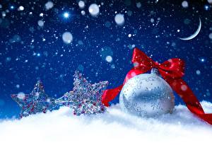Fondos de escritorio Día festivos Año Nuevo Bolas Cinta Nieve Copo de nieve