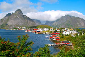 Bilder Norwegen Berg Flusse Wolke  Städte