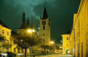 Papel de Parede Desktop República Checa Revérbero Noite  Cidades