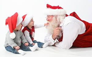 Image Holidays New year Boys Winter hat Santa Claus Beard child