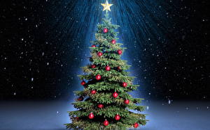 Bureaubladachtergronden Feestdagen Kerstmis Kerstboom Ballen Stralen van licht
