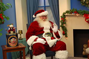 Fondos de escritorio Día festivos Año Nuevo Papá Noel Sombrero del invierno Barbudos