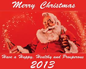 Bilder Feiertage Neujahr Markenartikel Coca-Cola 2013 Weihnachtsmann Bärte