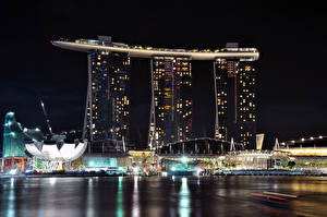 Bakgrundsbilder på skrivbordet Singapore På natten stad