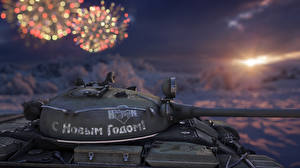Bureaubladachtergronden World of Tanks Tanks Feestdagen Nieuwjaar  videogames
