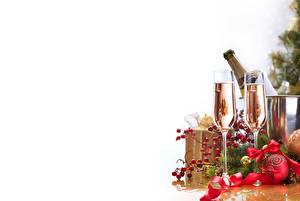 Fondos de escritorio Día festivos Año Nuevo Champán Vaso de vino Cinta