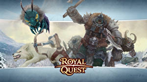 Bakgrundsbilder på skrivbordet Royal Quest Odjur Krigare Strid Bågskytt Rustning dataspel