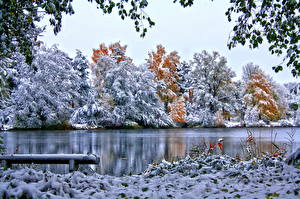 Hintergrundbilder Jahreszeiten Winter Fluss Schnee Natur