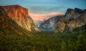 Bureaubladachtergronden Berg Bossen Verenigde staten HDR Yosemite Californië Natuur