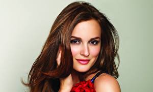 Picture Leighton Meester Face Staring Smile Brunette girl Hair Brown haired Celebrities