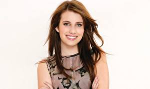 Pictures Emma Roberts Glance Face Brunette girl Smile Hair Teeth Brown haired Celebrities