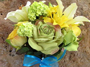 Fondos de escritorio Ramos Lilium Rosas flor