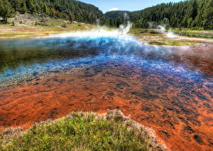 Fonds d'écran Parc Lac États-Unis Herbe HDRI Yellowstone Montana Wyoming Nature