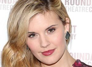 Desktop wallpapers Maggie Grace Eyes Glance Face Smile Blonde girl Earrings Hair Celebrities