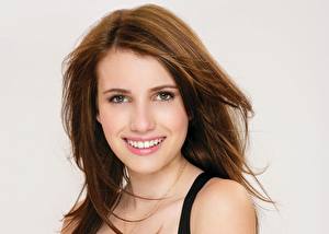 Photo Emma Roberts Glance Face Smile Brunette girl Hair Brown haired