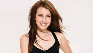 Picture Emma Roberts Glance Face Smile Brunette girl Hair Brown haired Celebrities