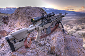 Фотография Винтовки Камни HDR Оптическим прицелом M14 Армия