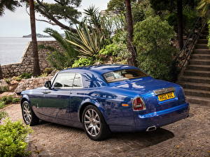 Bakgrundsbilder på skrivbordet Rolls-Royce Blå phantom coupe 2012 bil