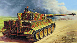 Фотографии Танк Рисованные Солдаты Тигр военные