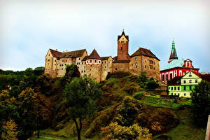 Fotos Burg Tschechische Republik Bäume HDRI Loket Städte