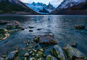 Papel de Parede Desktop Lago Montanhas Pedra HDR Naturaleza