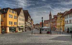 Image Germany Houses Sky Clouds HDR Street Cities