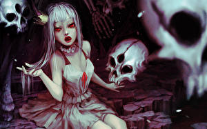 Papel de Parede Desktop Vampiros Crânio Ver Anime Meninas