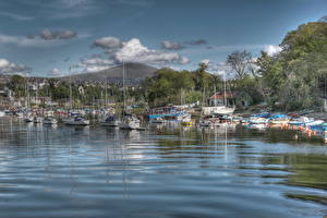 Papel de Parede Desktop Rio Reino Unido Barcos Montanha Céu Nuvem  Naturaleza