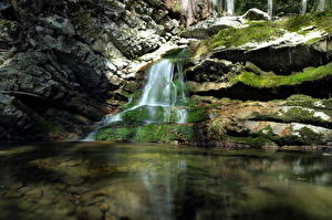 Images Waterfalls Stones Stream Nature