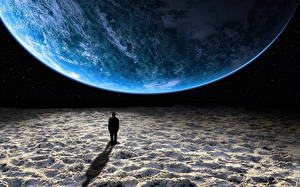 Фотография Креативные Поверхность планеты Песок Фантастика Космос