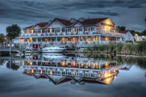 Image Building Lake Coast Pier Hotel HDRI Cities