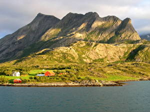 Bakgrundsbilder på skrivbordet Berg Norge Flod  Natur