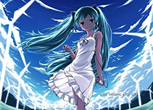 Picture Vocaloid Sky Gown Clouds Hair Anime Girls