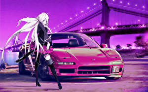 Wallpaper Bridge Vocaloid Blonde girl Violet Anime Girls