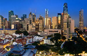 Bureaubladachtergronden Singapore Huizen Wolkenkrabber een stad